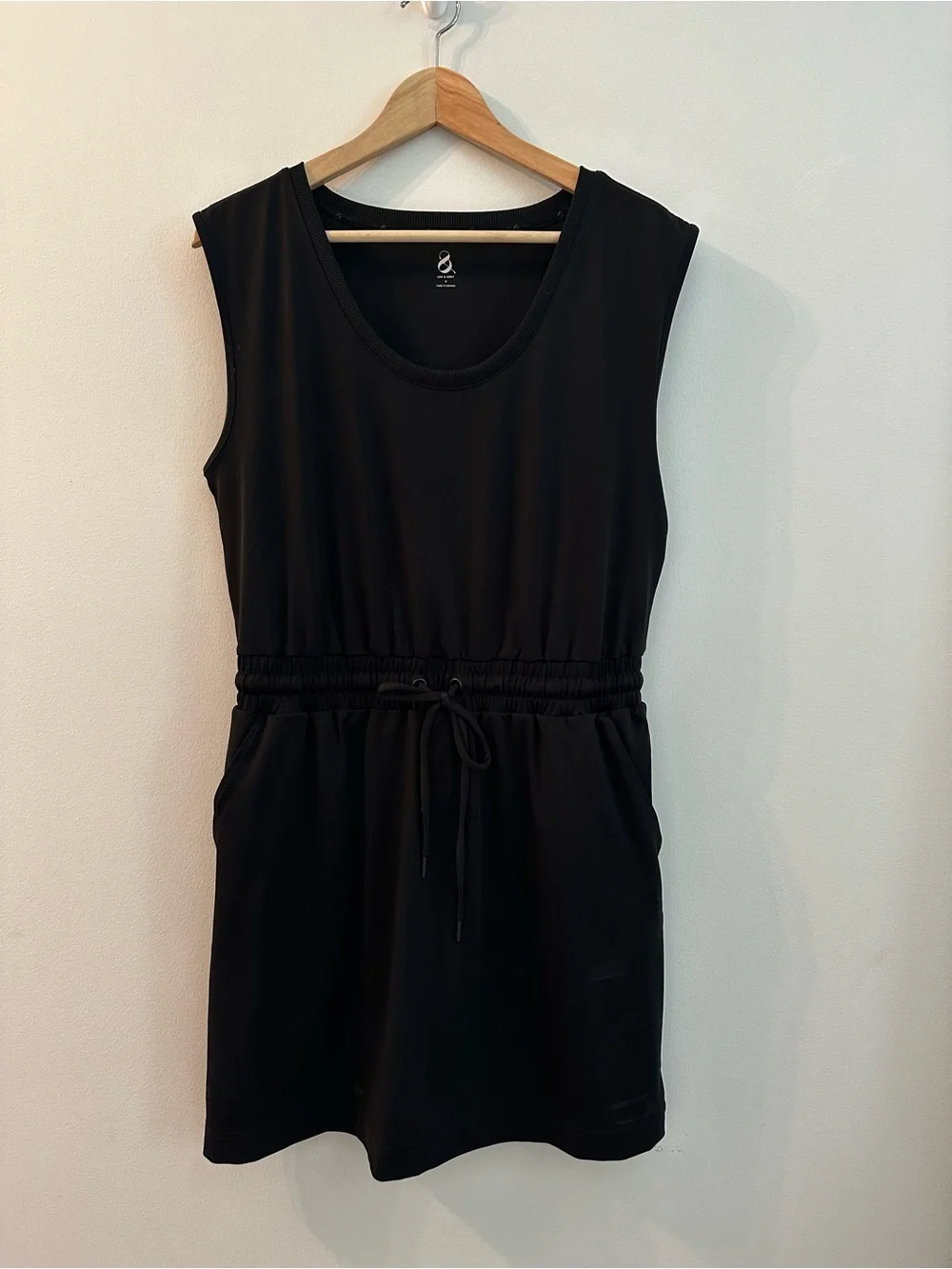 Loft Lou & Grey Luvstretch Drawstring Pocket Dress Sleeveless Black size medium